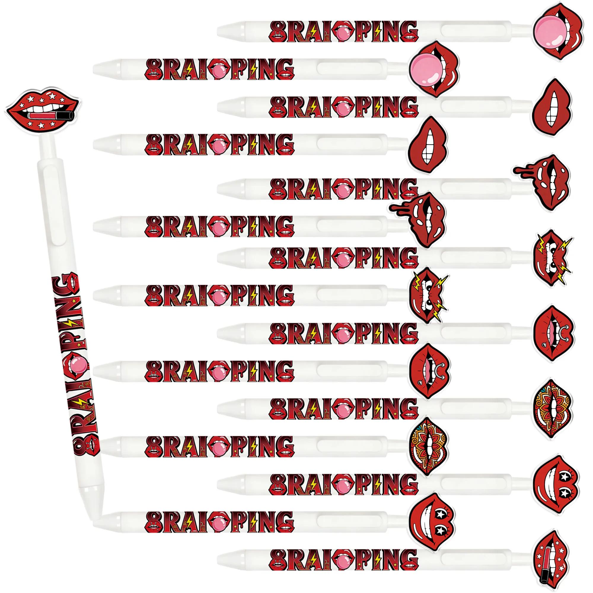 

8 штук / 16 штук креативных шариковых ручек в форме губ. Двусторонние ручки для создания узоров. Офисные ручки для любителей красоты.