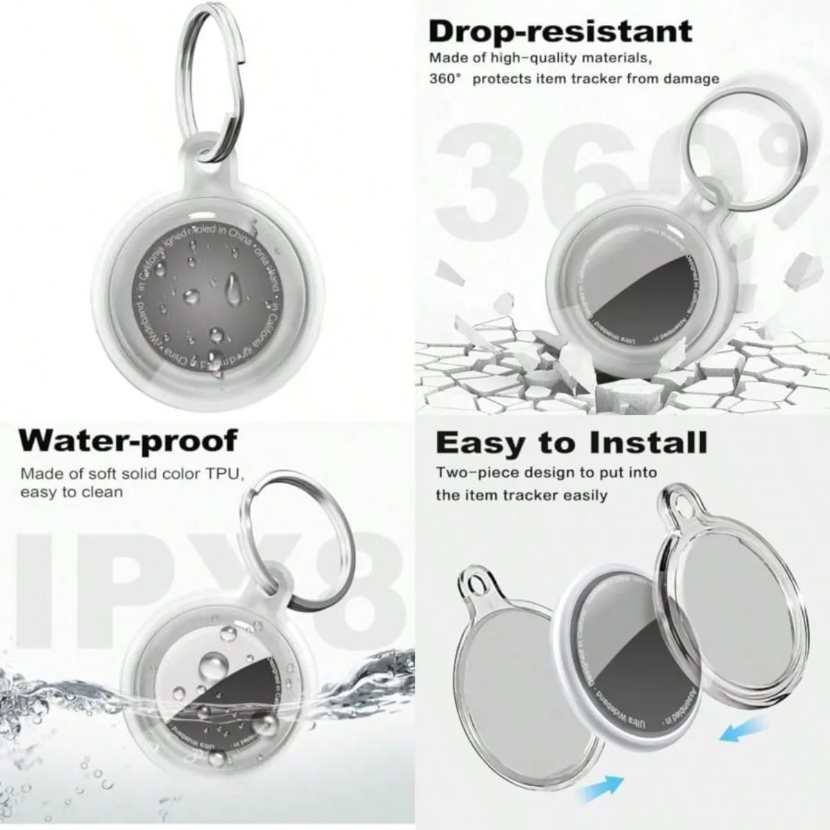 

Anti-Scratch For Air Tags Key Chain For Tracking,Keys,Luggage,Accessories For Item Finder Tracker,Clear
