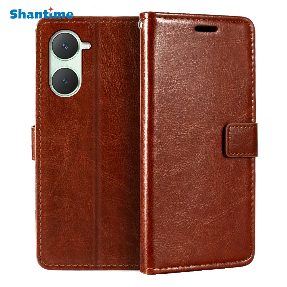 Case For Vivo Y03 4G Global V2332 Wallet Premium PU Magnetic Case Cover With Card Holder And Kickstand For Vivo Y28S 5G