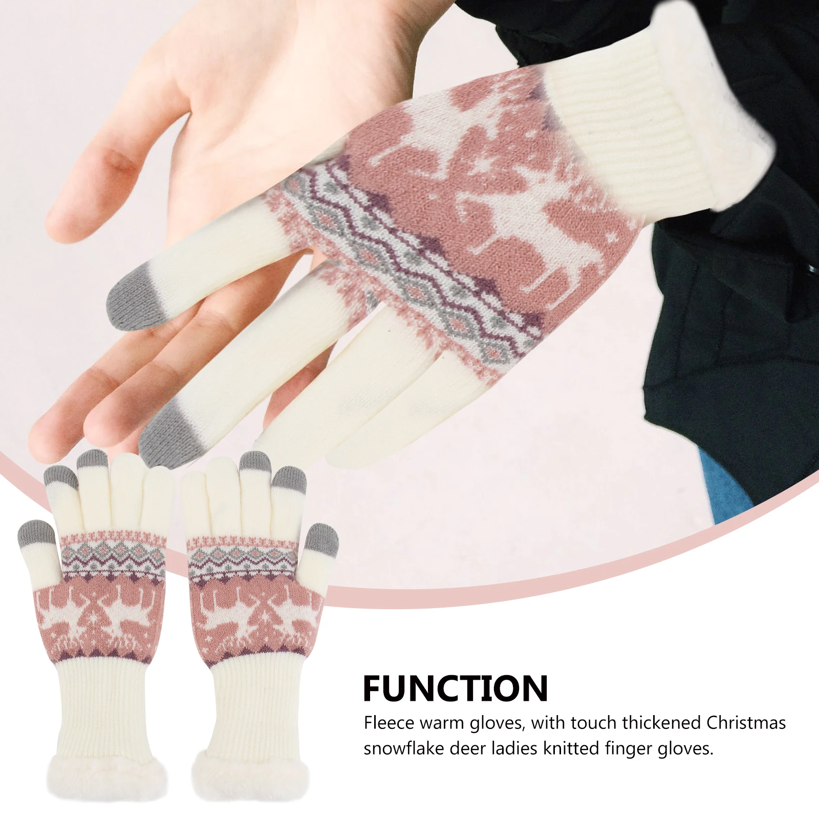 1Pair Warm Knitting Gloves Christmas Pattern Split Finger Xmas Winter Gloves for Woman Comfortable Breathable