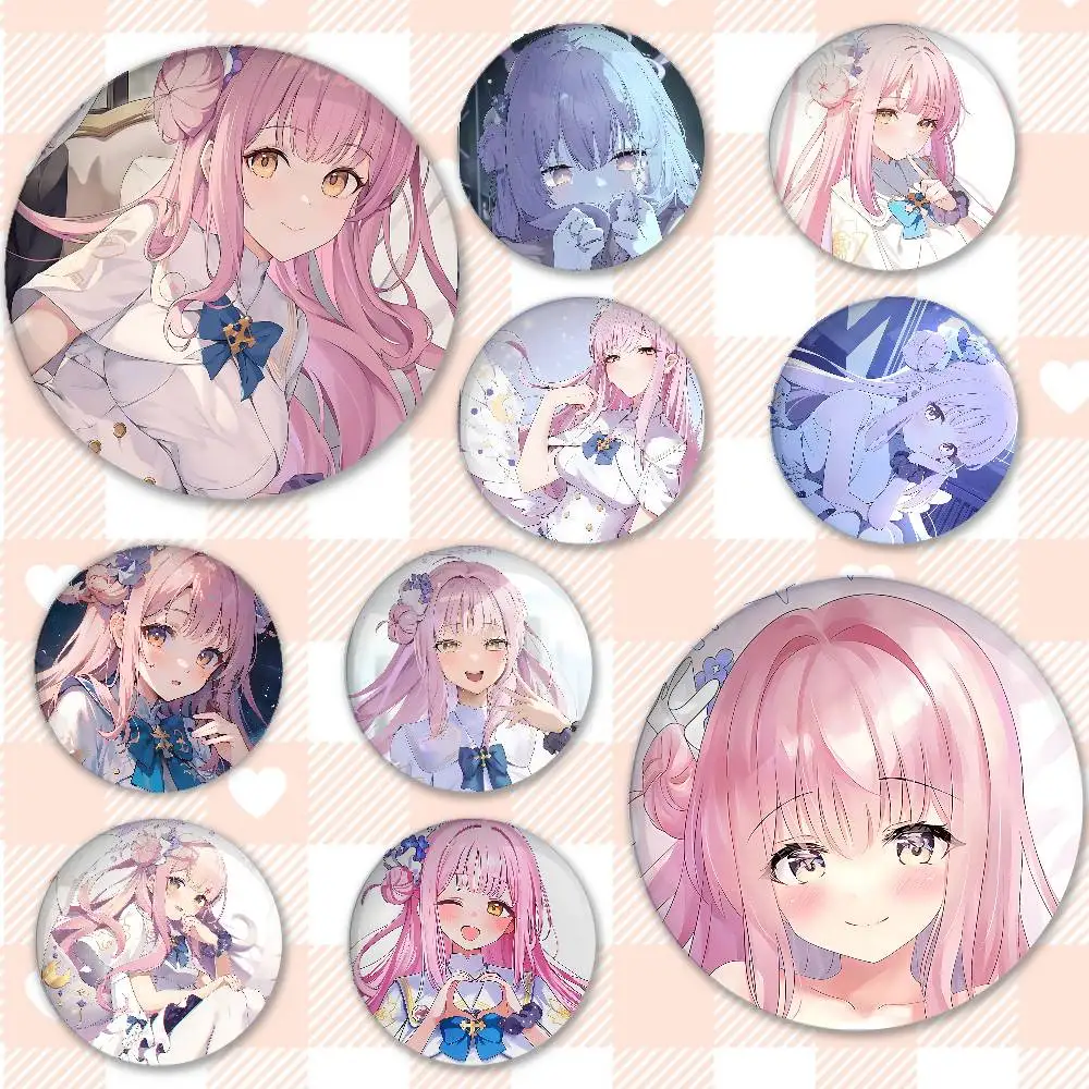 Cartoon M-Misono M-Mika Badges Peripheral Lapel Pins Tinplate Round Brooch For Shoulder Bag Accessories Souvenir Gifts