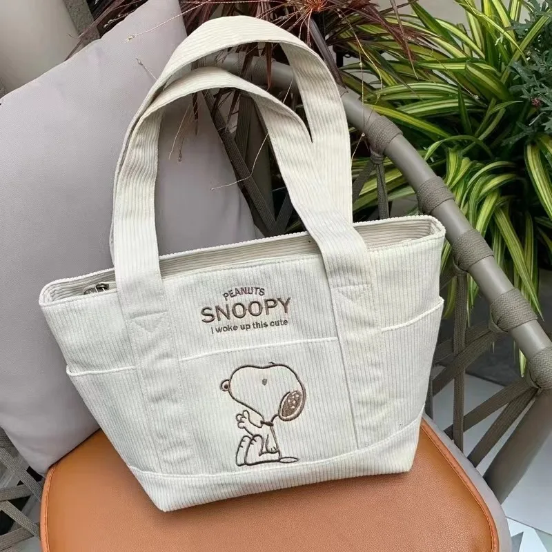 Disney Snoopy Tote Bags Cartoon Kawaii Creative Large Capacity Teenagers Handbag Personalized Shoulder Bag Girls Corduroy Bag