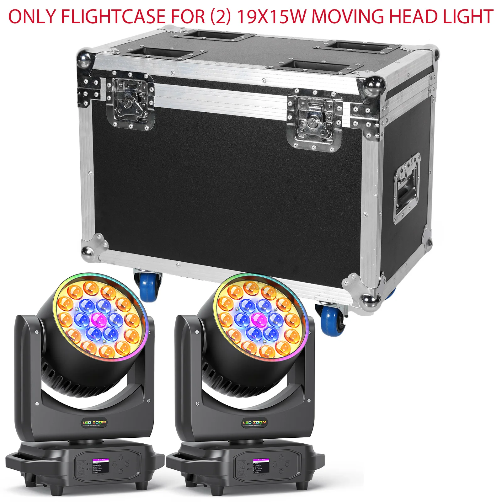 

Fieryzeal Stage Light Flightcase for (2) 19x15W Moving Head Light Heavy-duty Gator Cases 220W Moving Head Light Airline Case