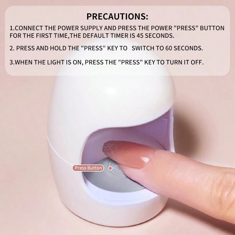 Mini lampada per unghie a LED a forma di uovo, essiccatore per smalto gel UV/LED portatile USB ad asciugatura rapida per manicure domestica
