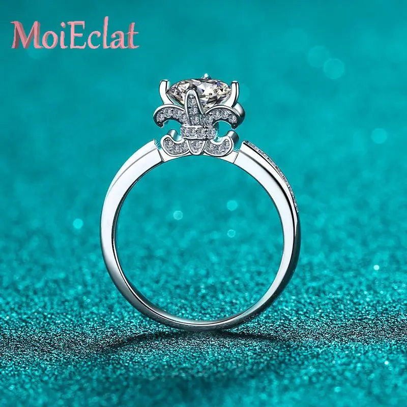 

Timeless Jewelry 1ct Moissanite Iris Flower Luxury Platinum PT950 Rings Diamond Wedding Band for Women Collection Birthday Gifts