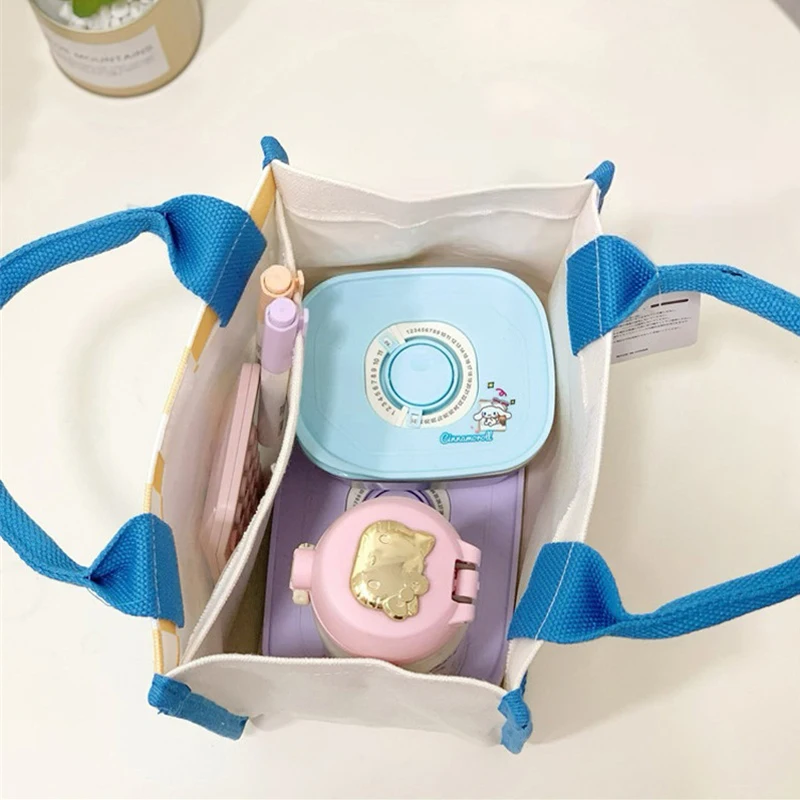 Kawaii Sanrio Hello Kitty borsa in tela addensata Cinnamoroll Kuromi My Melody Bento Bag borsa da pranzo impermeabile portatile