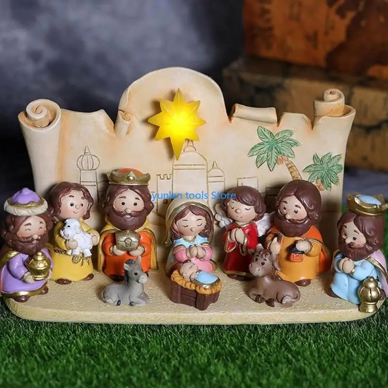 

50LB Christmas Manger Decoration Set Cartoon Jesus Holy Bedroom Living Room Decor