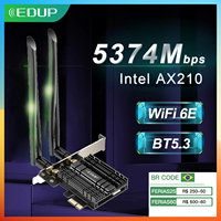 EDUP WiFi6E Intel AX210 PCIE WiFi Adapter 5374Mbps Bluetooth5.3 WiFi Network Card 2.4G/5G/6GHz PCI Express 802.11AX with MU-MIMO