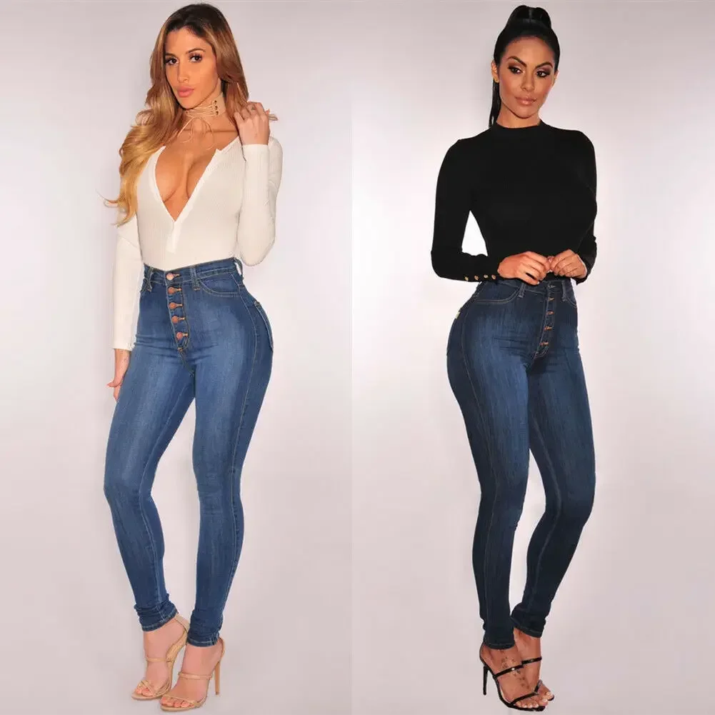 

2023 New Casual Fashion Ladies Jeans Soild Color High Waist Sexy Stretch Slim Jeans Women Vintage Hot Pants Autumn and Winter