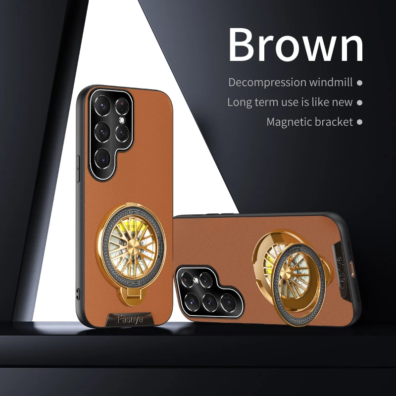 Metal Holder Bracket Lens Protection Silicone Soft Phone Case For Samsung Galaxy A52s A55 A54 A51 4G A53 5G Leather Cover Cases
