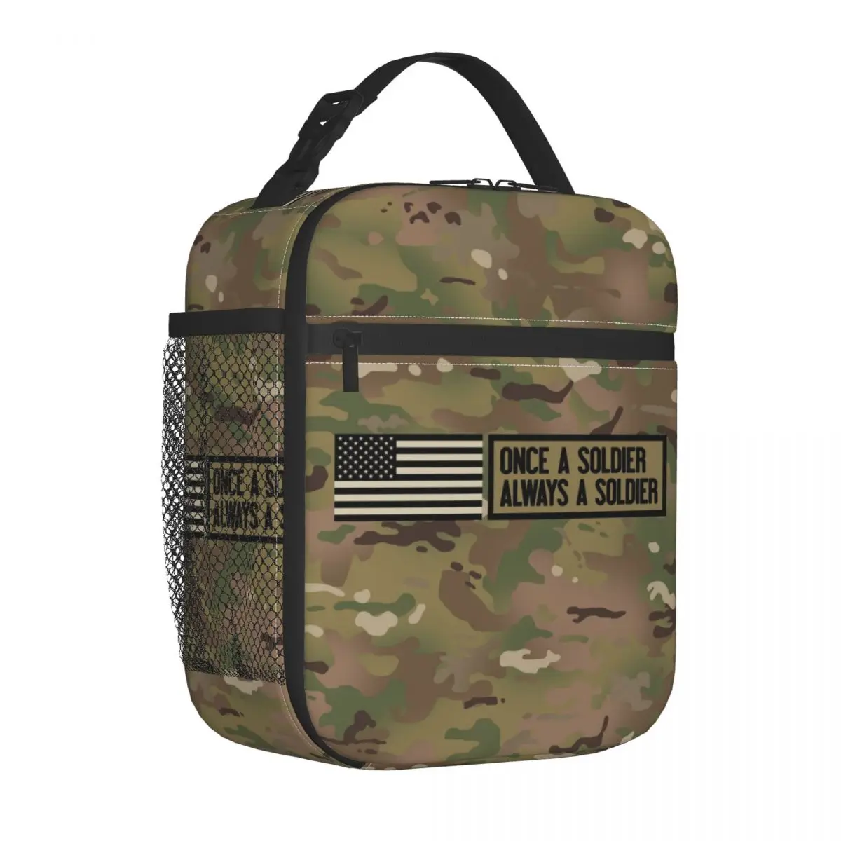 Custom Once A Soldier Always A Soldier Lunch Bag Women Warm Cooler Insulated Lunch Box for Kids School