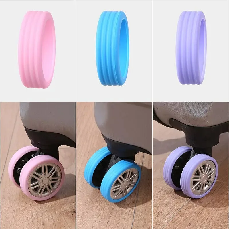 4/8pcs Luggage Caster Shoes Wheel Luggage Color Wheel Protection Reduce Noise Cover Silicone Case Guard Cover Accessories