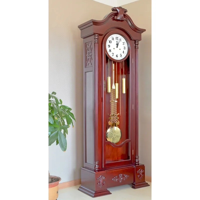 Villa-level luxury European floor clock living room solid wood machinery Yunhao clock large standing clock