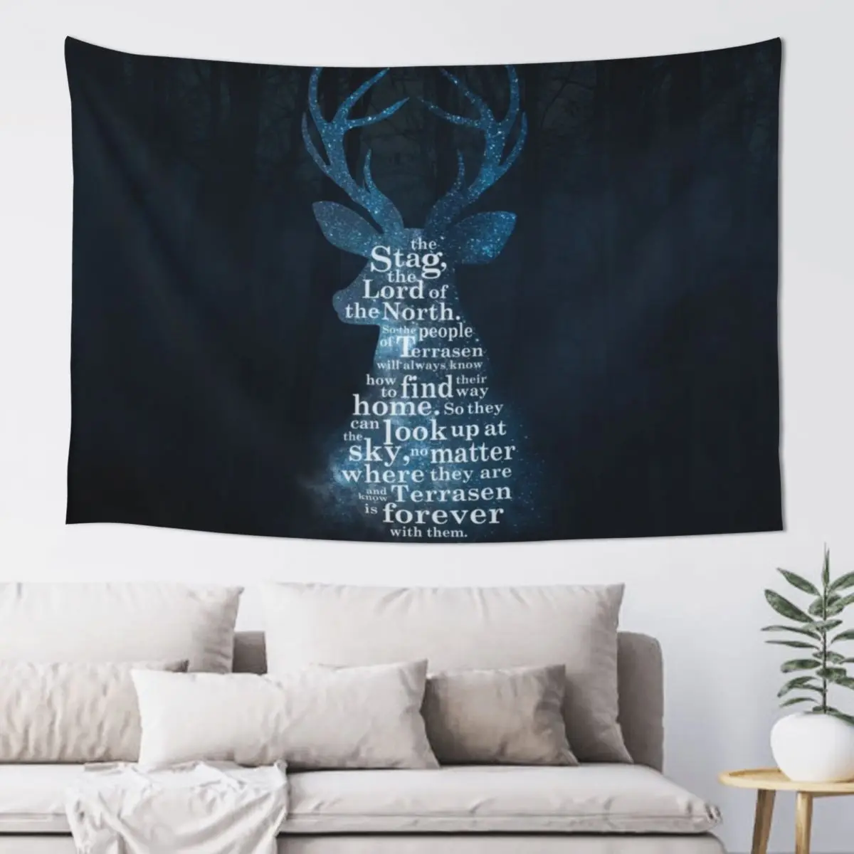 

Throne of Glass - The Stag, the Lord of the North Tapestry Aesthetic Decoration Funny Tapestry