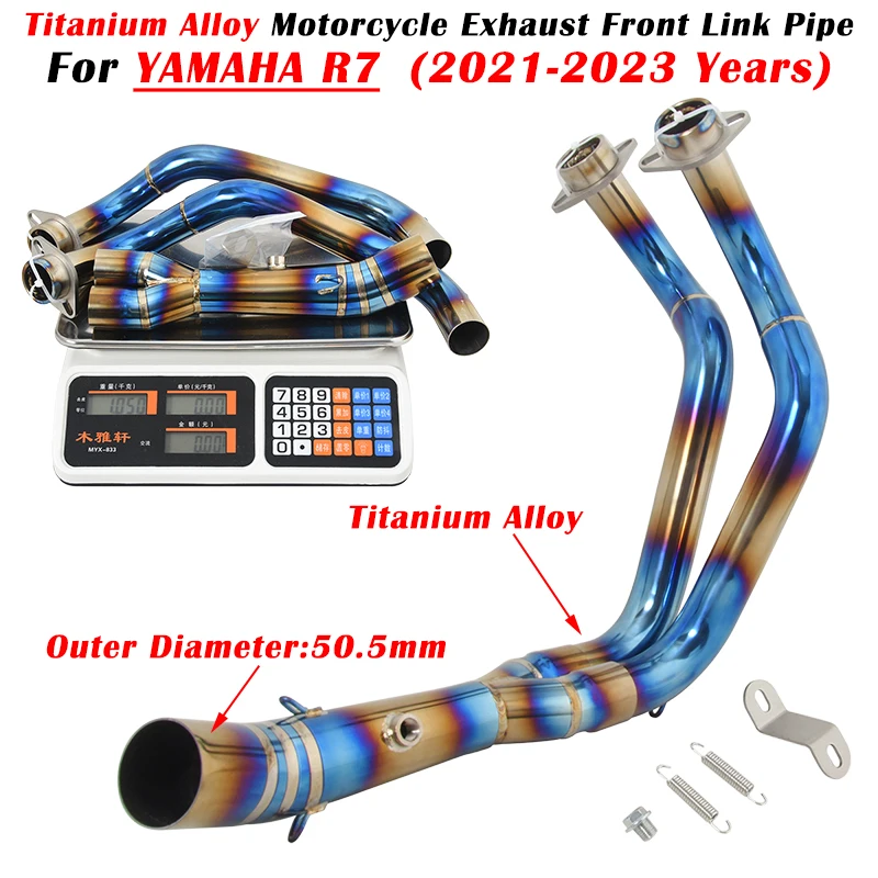 

Slip On For YAMAHA R7 2021 2022 2023 Motorcycle Exhaust System Escape Modified 51mm Muffler Titanium Alloy Front Mid Link Pipe