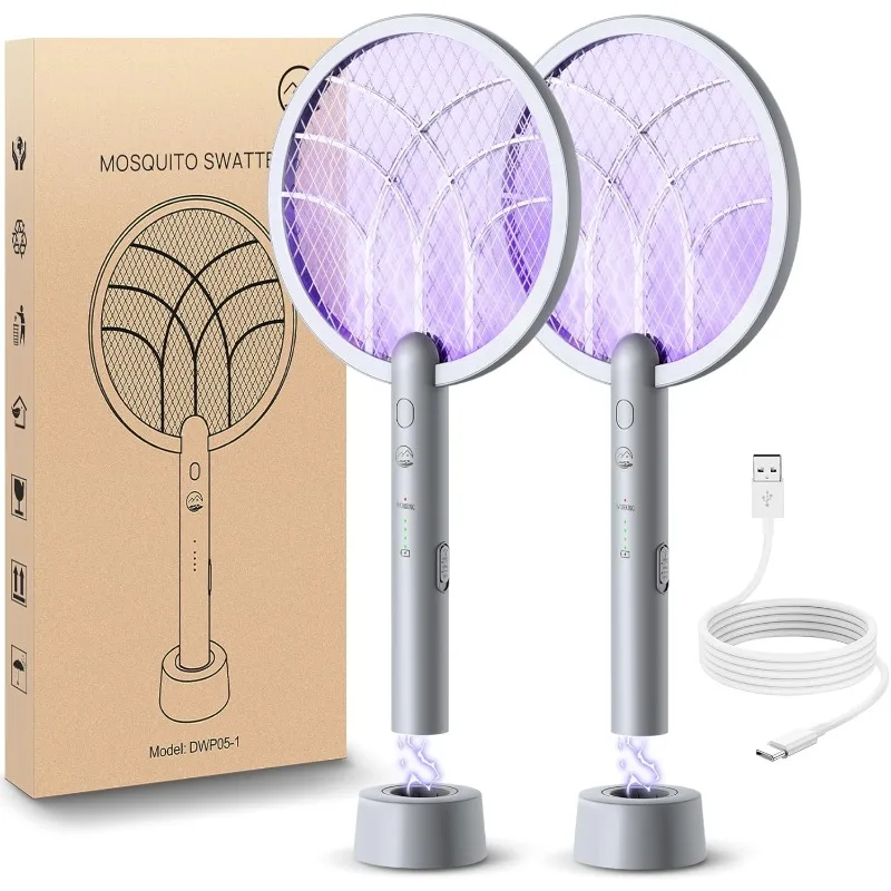 

Electric Fly Swatter Racket, Mosiller 2 in 1 Smart Bug Zapper & Power Take Off Generators with USB Rechargeable Base