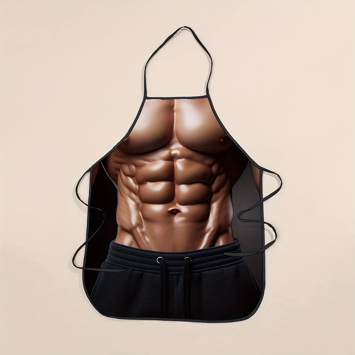 1pc Funny Muscle Man Printed Apron - Polyester Woven Kitchen Apron with Front Pocket - Perfect Gift for Birthday & Housewarming
