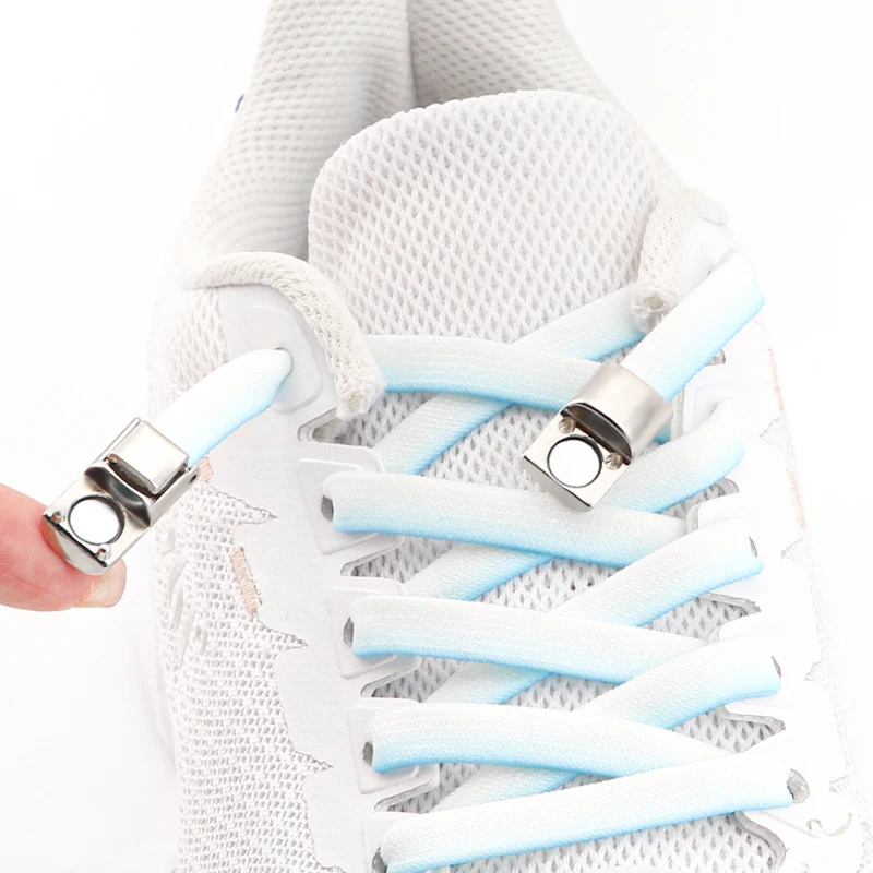 Magnetic Shoelaces Without Ties Metal Lock Elastic Shoe Laces For Sneakers Convenient Colorful Shoestring Flat Lazy Shoes Lace