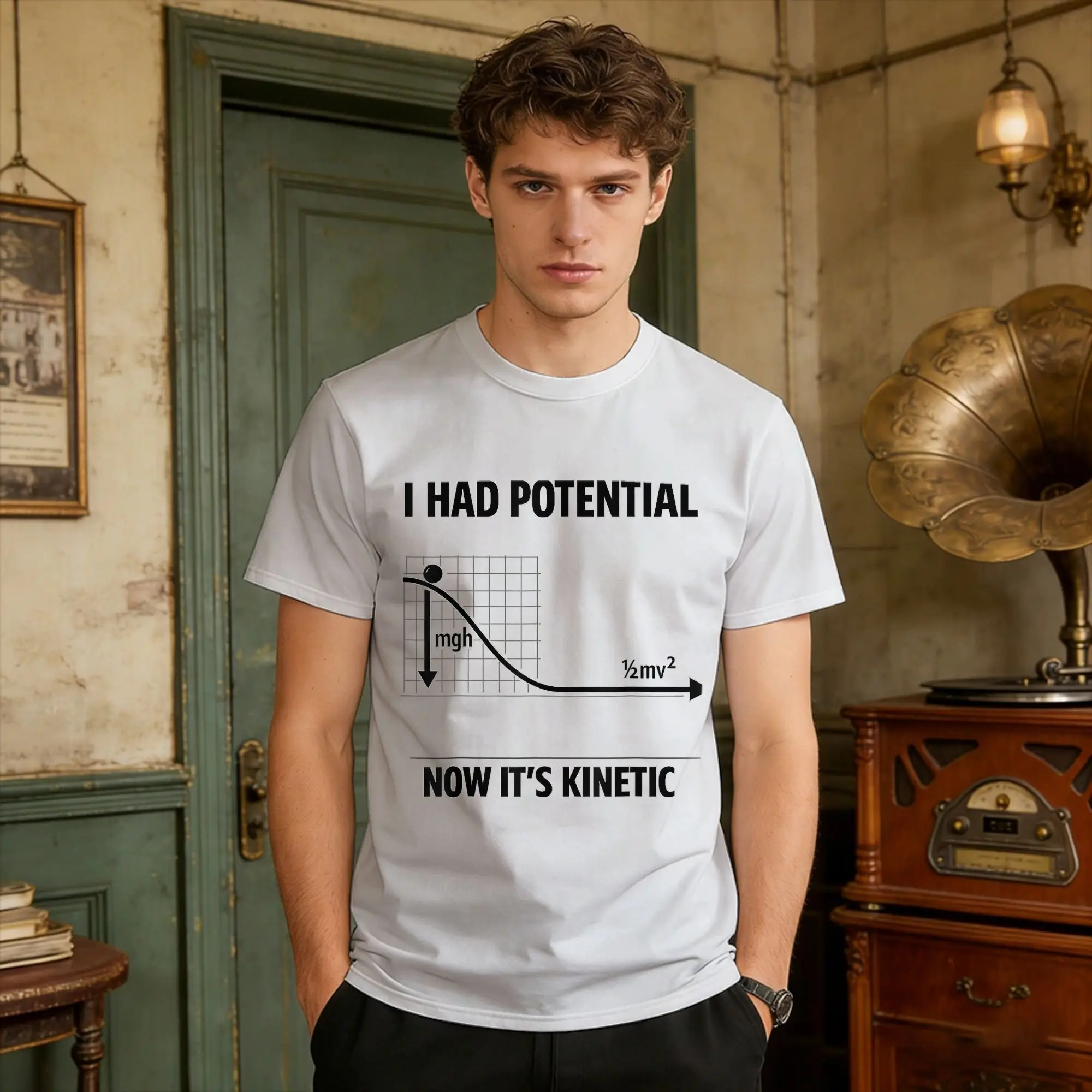 Cute I Had Potential Now Kinetic Physics Teacher Humor Quote Cotton T Shirt For Men Summer Project Hail Mary T Shirts Clothes