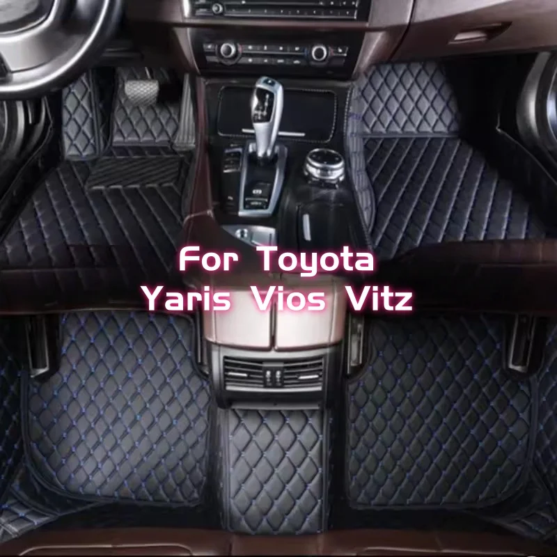 Custom Car Floor Mats For Toyota 1997-2023 Saloon Hatchback Yaris Vios Vitz Anti-slip Auto Carpets Foot Coche Accessories