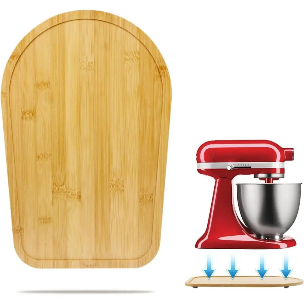 Bamboo Mixer Slider Mat with 4 Sliders Wooden Appliance Sliding Mat Mixer Moving Tray for KitchenAid Tilt Head 4.5-5 Quart Mixer