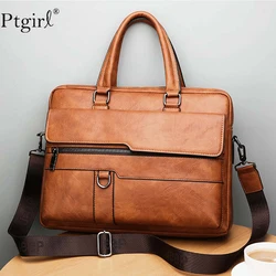 2024 Men Briefcase Bag High Quality Business Famous Brand Leather Messenger Bag Fashion 14 inch Laptop сумка-мессенджер мужская