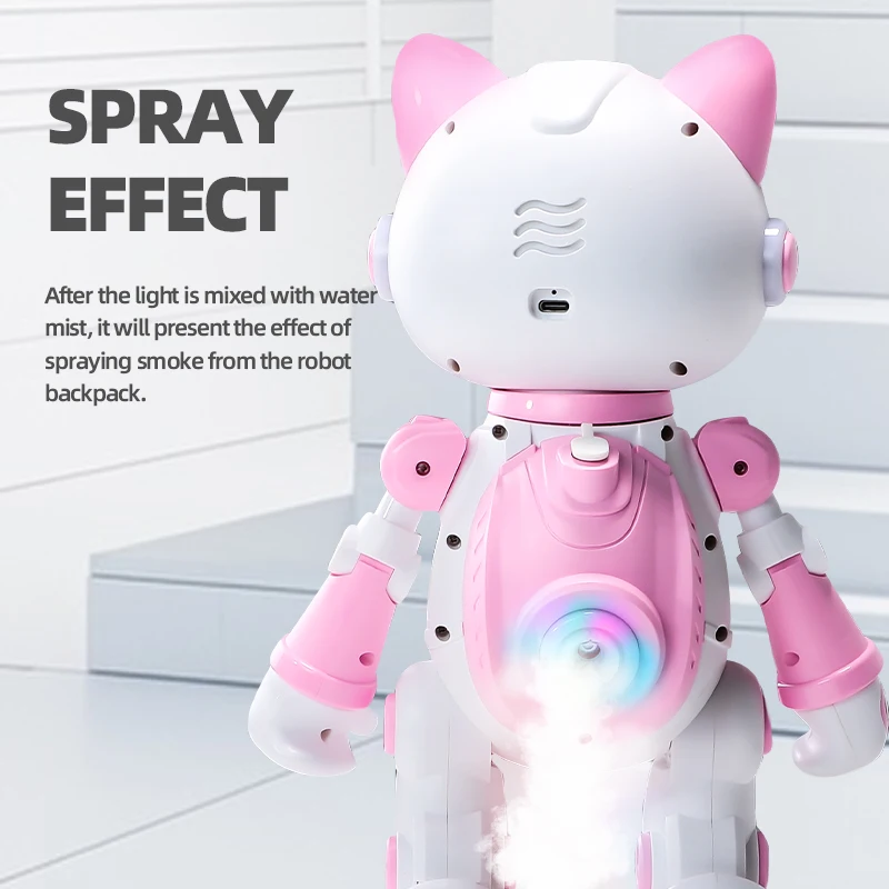 スマートRCロボット猫 知育玩具 子供向け ジェスチャー感知 スプレー 歌 ダンス インタラクティブ 会話 プログラム可能 ギフト