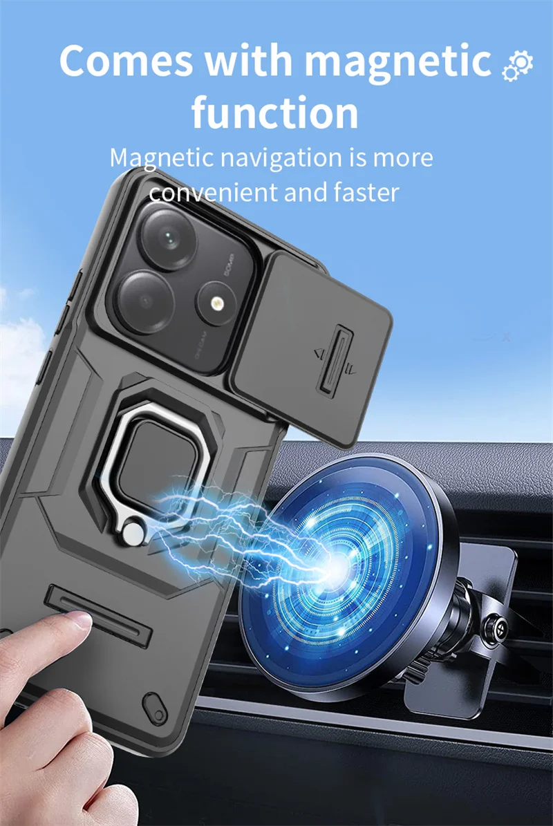 สําหรับ Xiaomi Poco F7 5G 2025 กรณีเกราะกล้องสไลด์แหวน Funda สําหรับ Poco F7 Ultra X7 M7 X6 F6 M6 X5 F5 Pro C75 C65 X 7 ปกหลัง