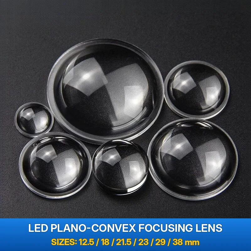 PMMA Plano Convex Lens 10-66mm Acrylic Optical Lens for Zoom LED Flashlight Torch Bicycle Headlamp Spotlight DIY Lighting