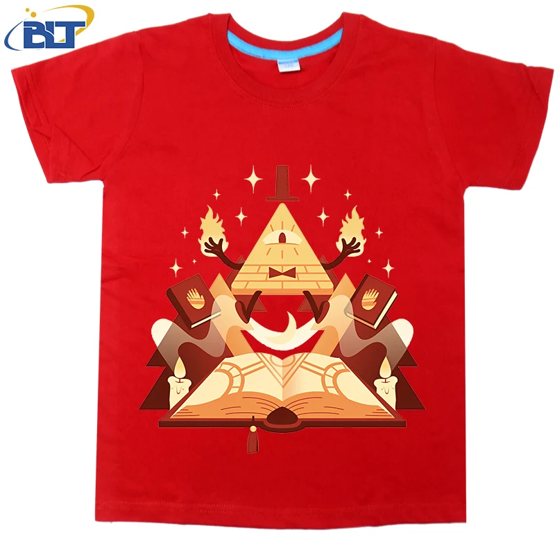 

Book pyramid printed kids T-shirt, summer pure cotton short-sleeved casual top, suitable for both boys and girls