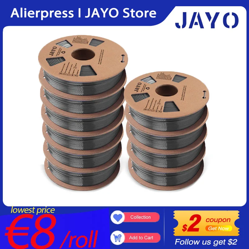 JAYO PLA Meta/PETG/SILK/PLA PLUS/ABS/TPU Filament 3D Printer 1.75mm 10Rolls for FDM 100%No bubbel 3D Printer Materials DIY Gift