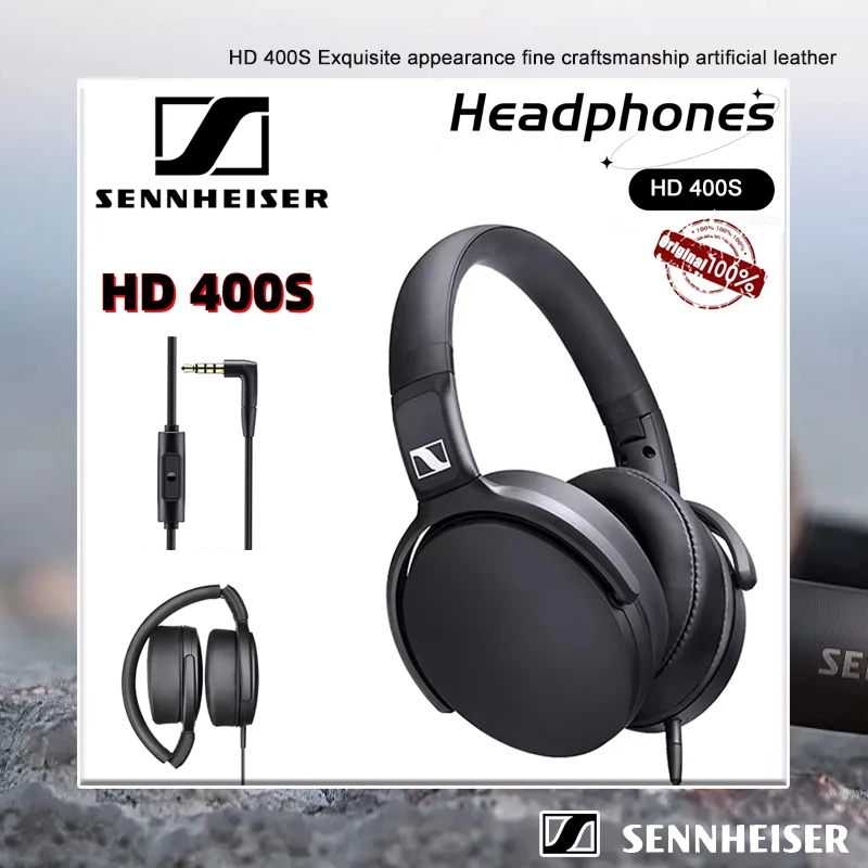 

Наушники Sennheiser HD 400S с шумоподавлением, стереофонические, складные, для занятий спортом, с глубокими басами, для мобильных телефонов