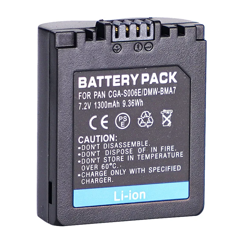 1300mAh CGA-S006E DMW-BMA Replacement Battery for Panasonic Lumix DMC-FZ7 FZ8 FZ18 FZ28 FZ30 FZ35 FZ38 FZ50 F10 V-LUX1 M3 Camera