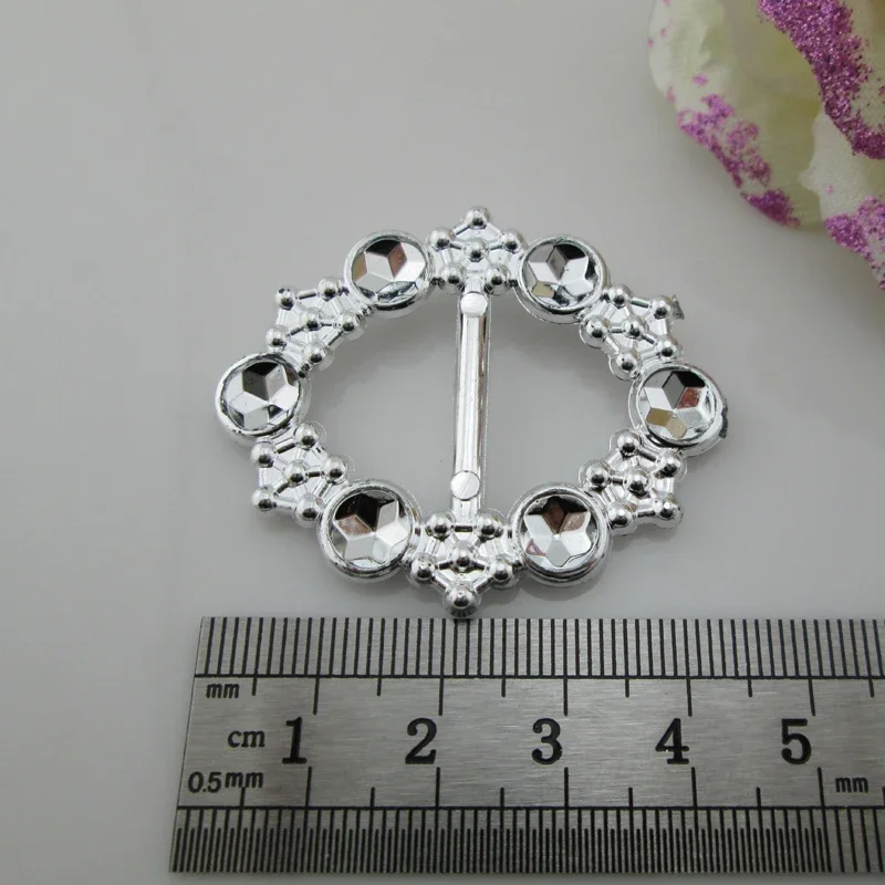 (AB75 21mm)10pcs New Oval Plastic Fake Rhinestone Plating Buckles