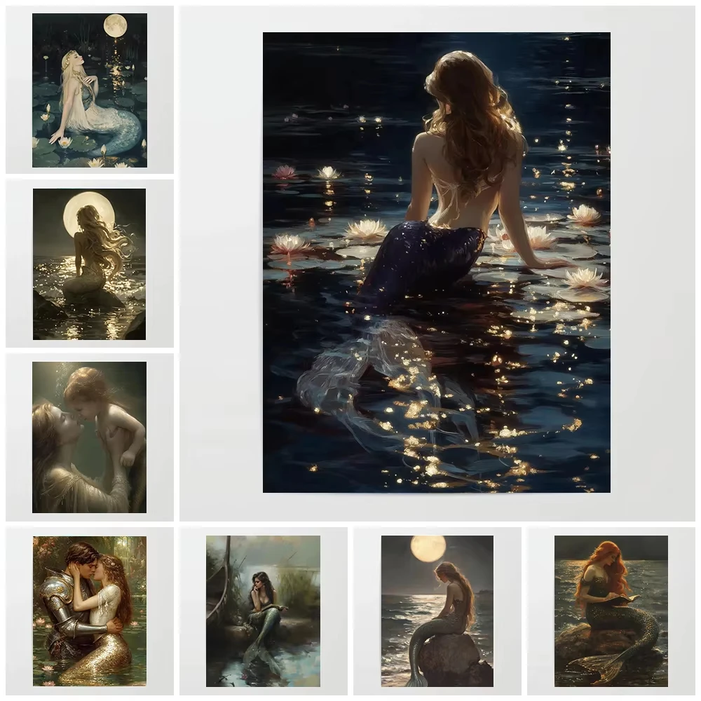 

1000Pieces Jigsaw Puzzle Mysterious Beautiful Retro Mermaid Oil Painting Art For Adults Family Fun Relaxing Brain Teaser Gift