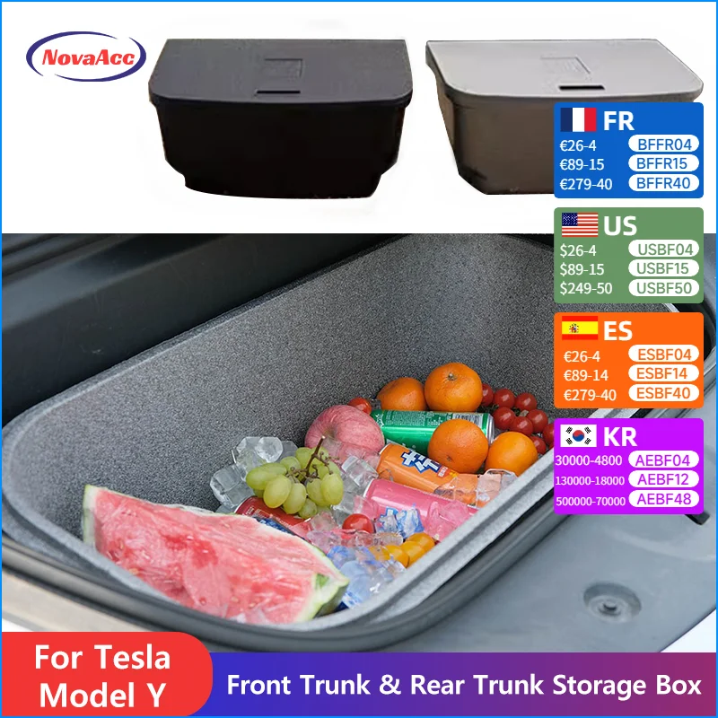 

Front Trunk Rear Trunk Storage Box For Tesla Model Y Juniper 2021-2025 Model 3 Highland 2024 2025 Camping Travel Insulated Bin