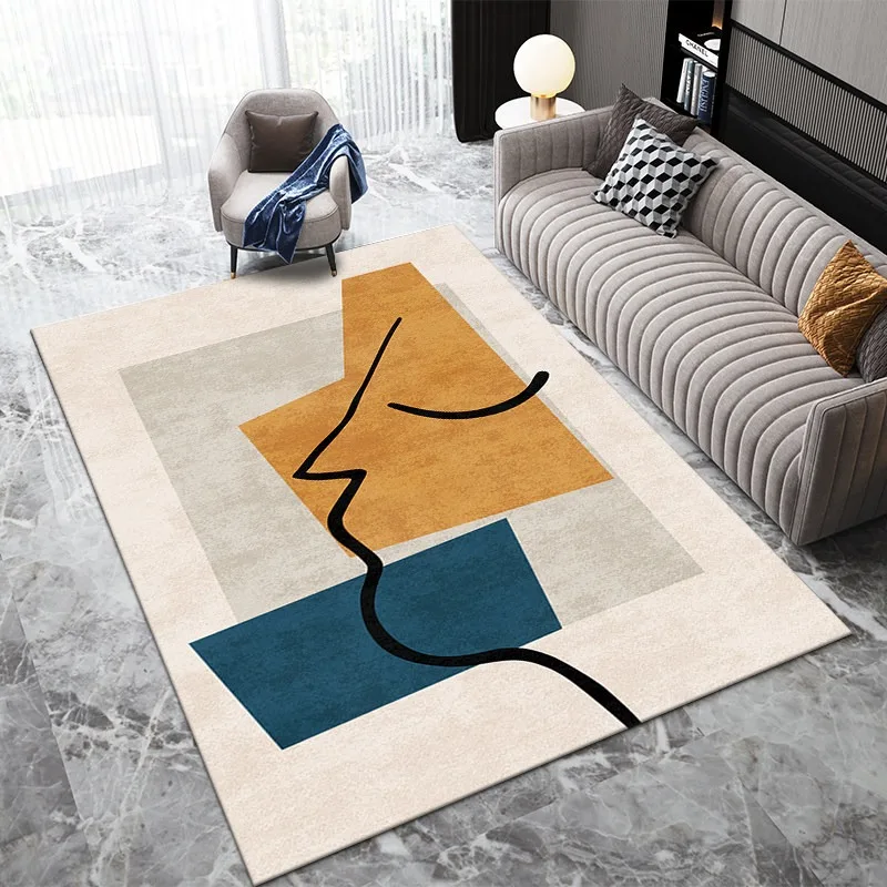 Nordic Morandi Living Room Area Rug Abstract Lines Portrait Art Carpet Home Decoration Coffee Tables Floor Mat Bedroom Rugs 거실러그