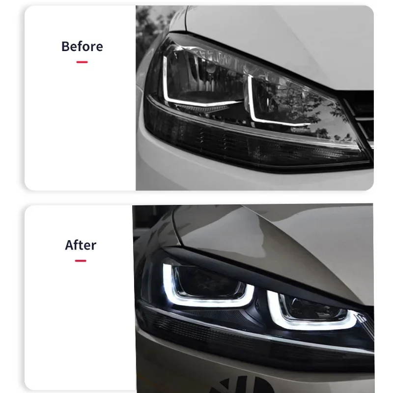 

For Volkswagen VW Golf 7 MK7 GTI R 2013-2018 Head Light Lamp Eyelids Eyebrow Headlight Decoration Car Styling Trim Accessories