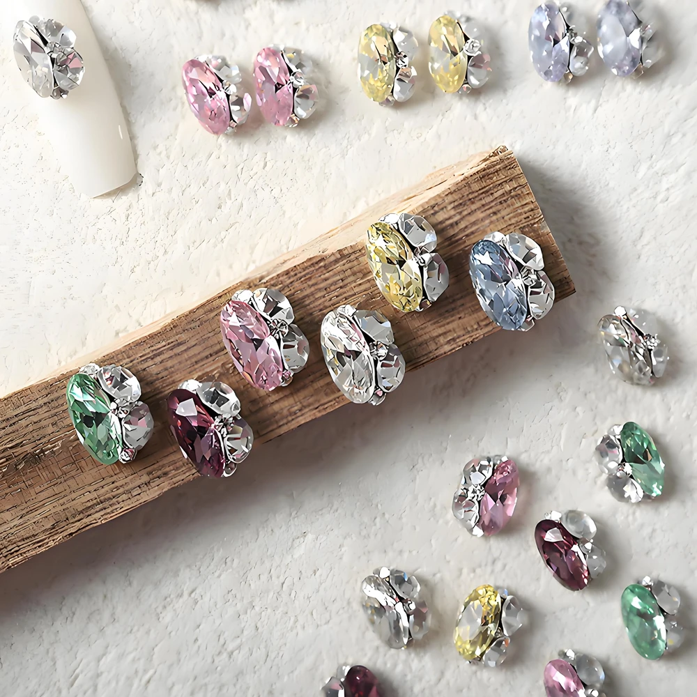 5PCS K9 Pigeon Egg Nail Art Rhinestone Oval Crystal Diamond Pearl Gem Stone Pile Jewelry Accessories For Shiny Nails Decoration