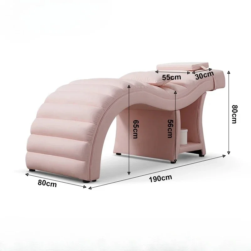 سرير تدليك سبا عالي الجودة باللون الأحمر الصافي، سرير رموش على شكل حرف S، صالون تجميل، أثاث صالون وردي بسيط، سرير تدليك #4