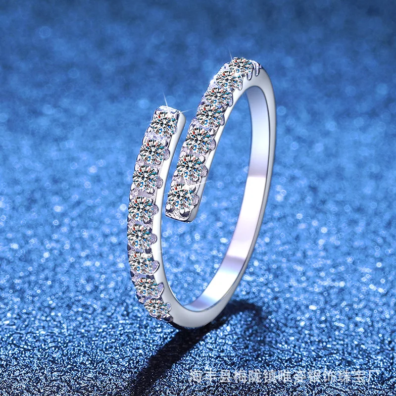 18K white gold  moissanite ring fashionable personality platinum PT950  simple diamond ring female moissanite ring opening