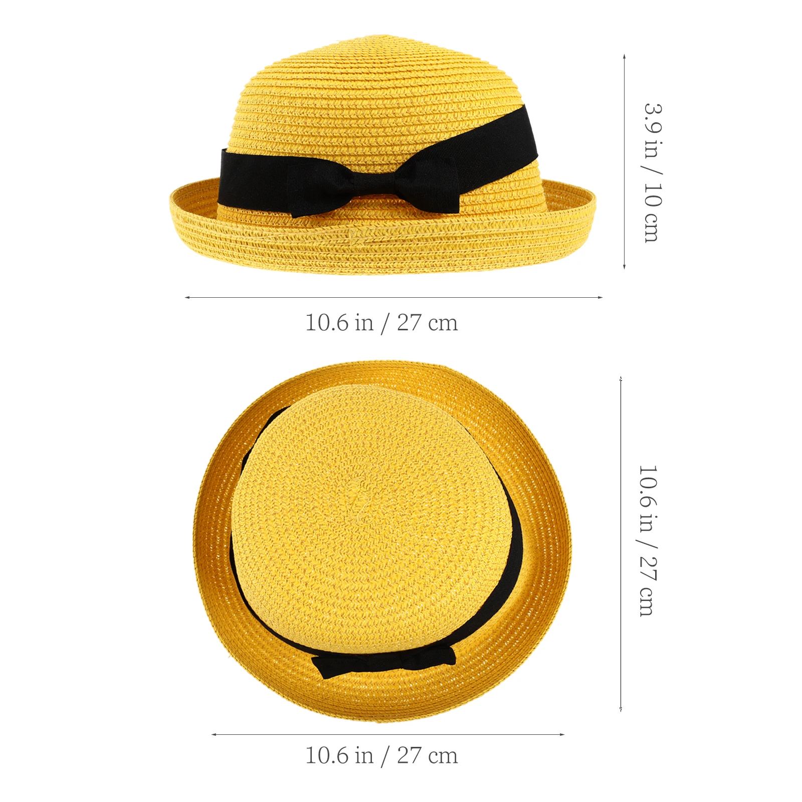

Dome Sun Women Yellow Straw Beach Summer Straw Hat Women Summer Free Size 56cm 58cm Foldable Sweet Bowknot Hats