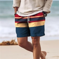 Short de plage imprimé à rayures pour hommes et femmes, pantalons courts, maillots de bain hawaïens, maillots de sport, short de glace aéré, nouvelle mode, rue hip-hop, été