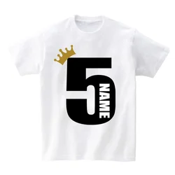 Kids T Shirt Customized Boys T Shirts Girl Clothing Personalised Birthday AGE NAME Crown Shirt Children Tees Baby Clothes Number