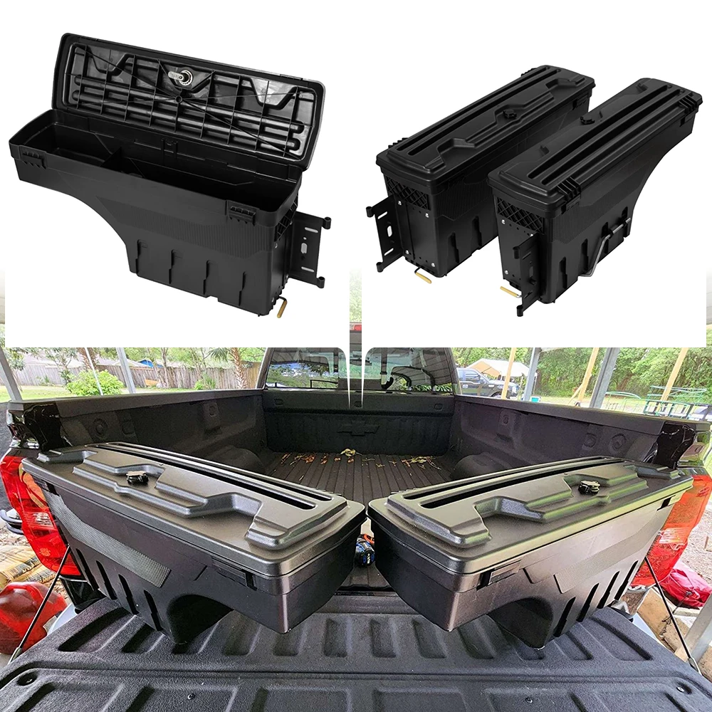 

Universal Pickup Utility Truck Storage Box Lockable Bed Rack Replacement Hanging Plastic Tool Box Rotatable Toolbox For Pick Up