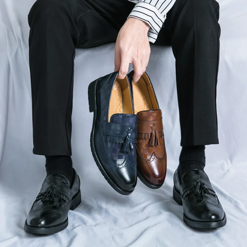 

Men's Shoes Luxury Tassel Leather Shoes Formal Shoes for Men Oxfords Male Wedding Party Office Business Slip-On Driving Shoes