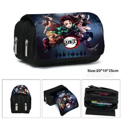 Anime Demon Slayer Pencil Case School Box Children Boy Bag Student Study Bag Double Zipper Pencil Case For Study