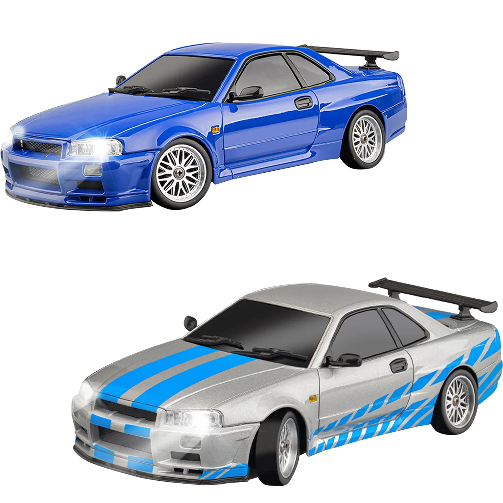 New 1/18 Metal Remote Control Car LD1899 2.4G GTR R34 Drift RC Car Alloy body shell with LED Light Built in Gyroscope Toys gifts