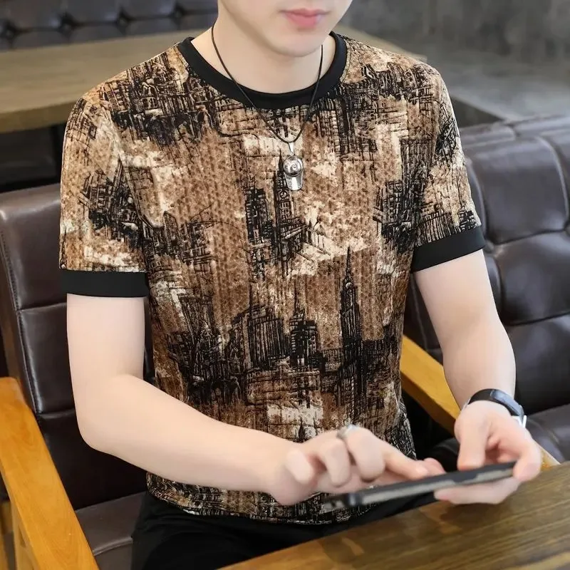 

Мужские футболки с сетчатым принтом, модная обычная футболка с круглым вырезом для мужчин, забавная Harajuku, повседневная вечеринка, крутой оригинальный летний топ