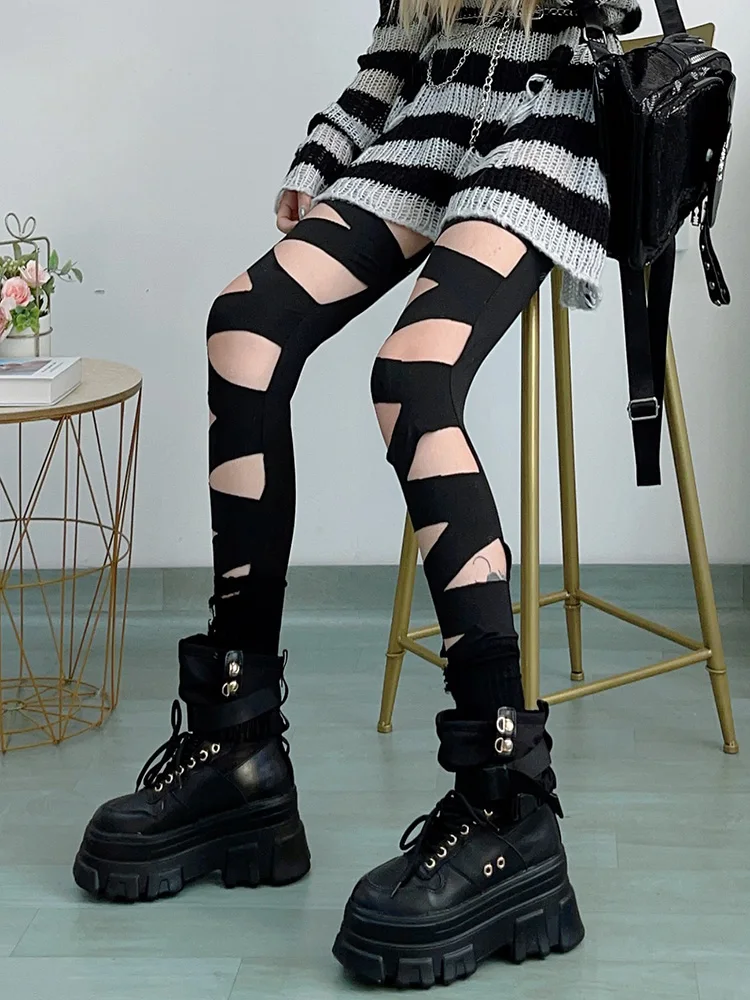 طماق مضيئة امرأة عالية أنيقة الجمالية روك بنطلونات فام المربعات أسود أبيض أخضر Skintight البطن الورك رفع التخسيس مثير